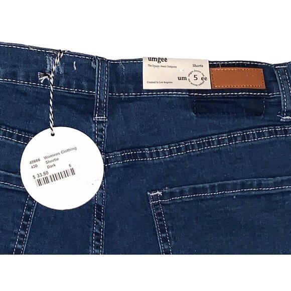 Umgee Denim Distressed Cuffed Jean Shorts Women’s  Shortie SZ 5 Dark NWT - Picture 7 of 7